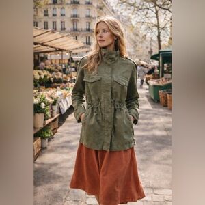 Thread & Supply Women's Green Linen & Cotton Blend Utility Jacket.  Size Large.